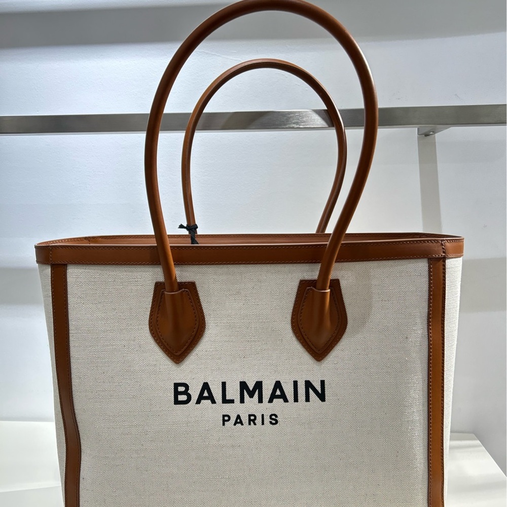 Balmain Beige and Brown Tote Bag